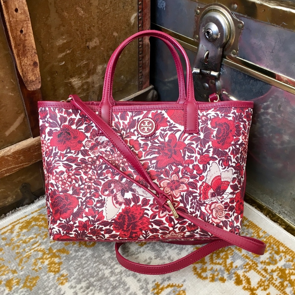 ToryBurch Kerrington Floral Crossbody Shopper Tote